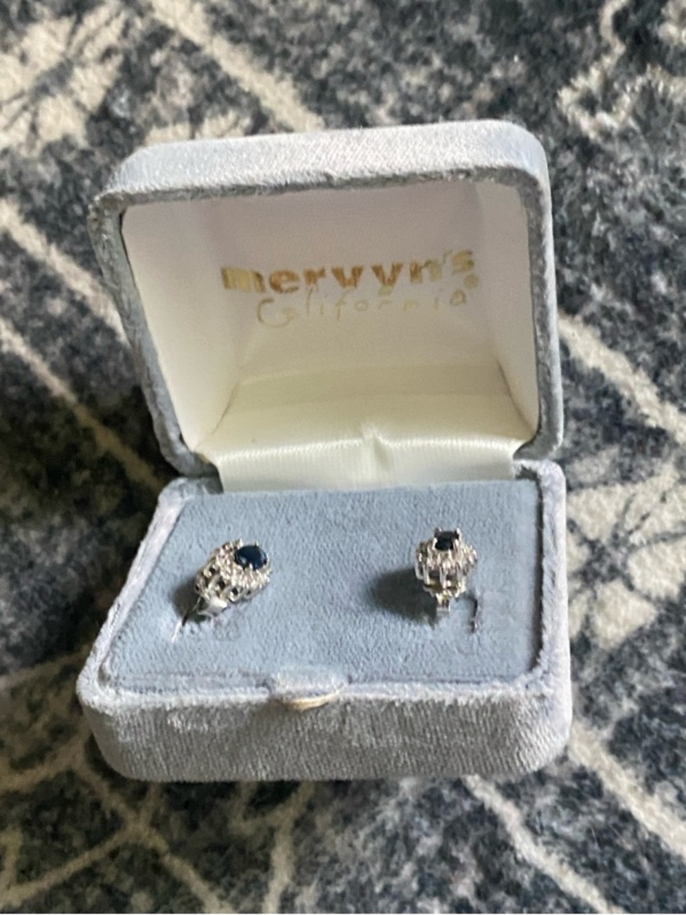Sterling Silver Blue Sapphire Halo Stud Earrings